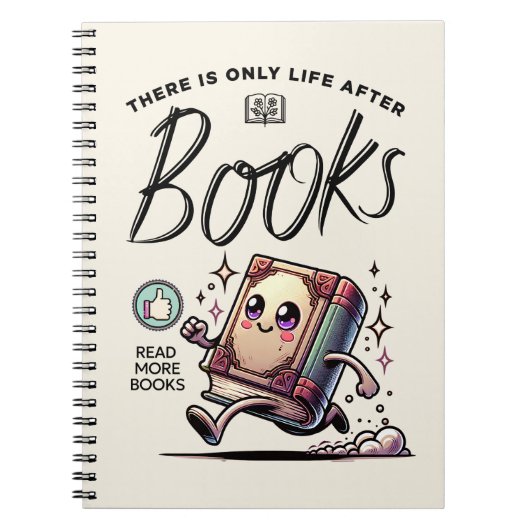 Grappig Kawaii Boek met quote Lees meer boeken Notitieboek (Voorkant)