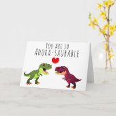 Grappig Kawaii Dinosaurus Paar Pun Valentijnsdag Kaart (Gele Bloem)