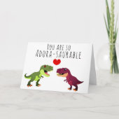 Grappig Kawaii Dinosaurus Paar Pun Valentijnsdag Kaart (Voorkant)