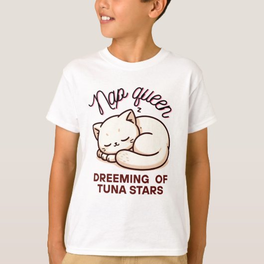 Grappig Kawaii kat Nap Queen T-Shirt (Voorkant)
