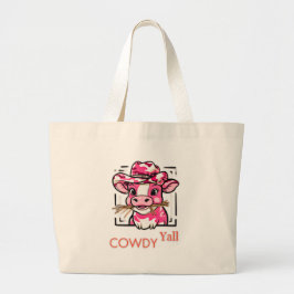 Grappig Kawaii Koe Gezegde Cowdy Yall Grote Tote Bag