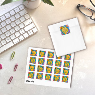 Grappig kerel wees vriendelijk vrolijke bloemige v vierkante sticker