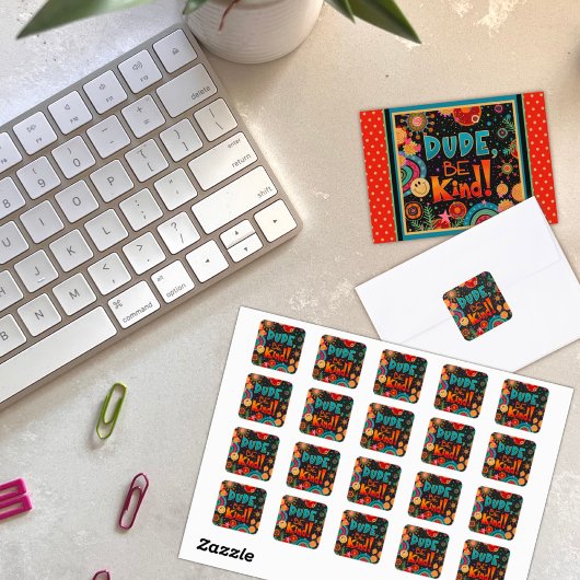 Grappig kerel wees vriendelijk vrolijke vriendelij vierkante sticker