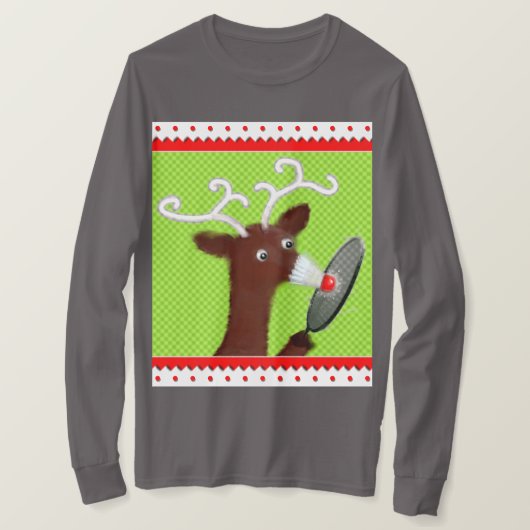 Grappig kerst badminton t-shirt (Design voorkant)