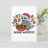 Grappig Kerst Bakken – Skelet Bot Appétit Feestdagenkaart (Staand voorkant)