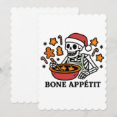 Grappig Kerst Bakken – Skelet Bot Appétit Feestdagenkaart (Voorkant / Achterkant)