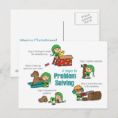 Grappig Kerst Briefkaart: Elfen bij het oplossen v Feestdagenkaart (Voorkant / Achterkant)