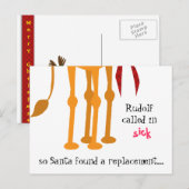 Grappig Kerst Briefkaart - Kameel in rendierpak (Voorkant / Achterkant)