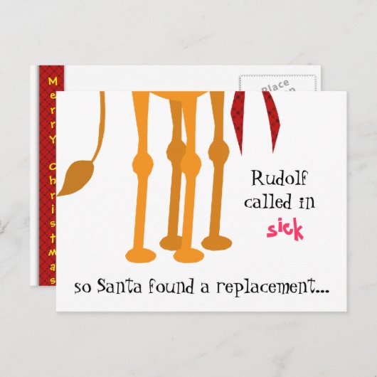 Grappig Kerst Briefkaart - Kameel in rendierpak (Voorkant / Achterkant)