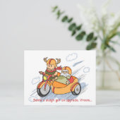 Grappig Kerst Briefkaart: Santa's slee opgewaardee Feestdagenkaart (Staand voorkant)