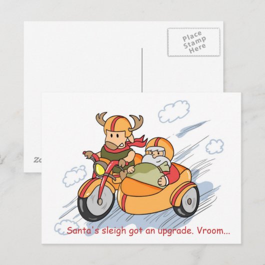 Grappig Kerst Briefkaart: Santa's slee opgewaardee Feestdagenkaart (Voorkant / Achterkant)