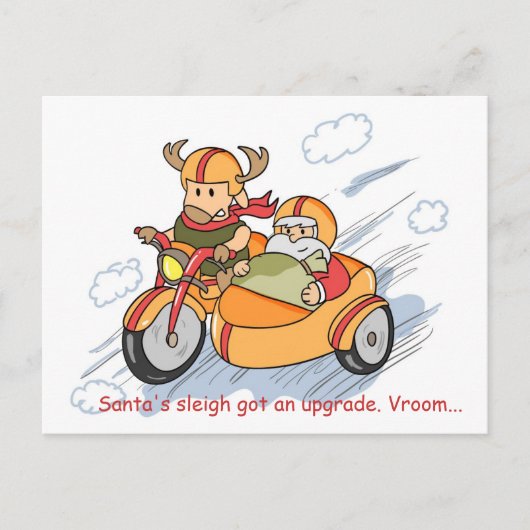 Grappig Kerst Briefkaart: Santa's slee opgewaardee Feestdagenkaart (Voorkant)