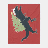 Grappig Kerst Dino Feest Fleece Deken (Voorkant)