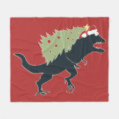 Grappig Kerst Dino Feest Fleece Deken (Voorkant (Horizontaal))