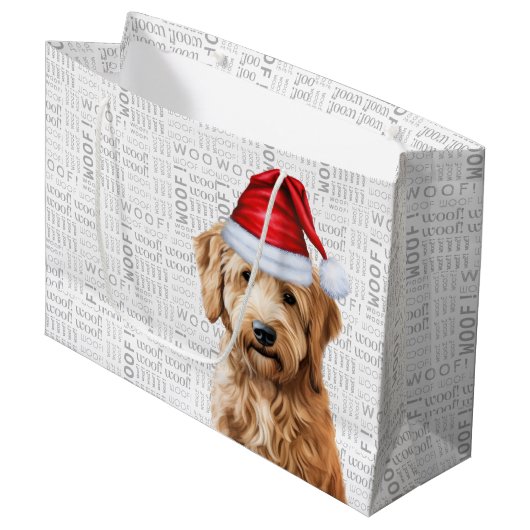 Grappig Kerst Goldendoodle Hondenliefhebber Groot Cadeauzakje (Voorkant Gekanteld)