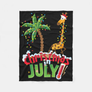 Grappig kerst in juli shirt Kerstman Giraffe Palm Fleece Deken