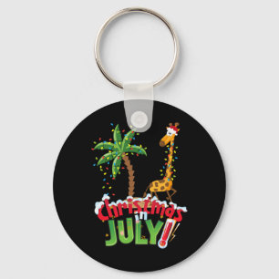 Grappig kerst in juli shirt Kerstman Giraffe Palm  Sleutelhanger