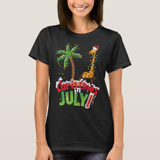 Grappig kerst in juli shirt kerstman giraffe palmb (Voorkant)