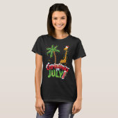Grappig kerst in juli shirt kerstman giraffe palmb (Voorkant volledig)
