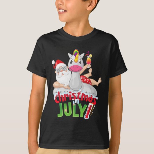 Grappig kerst in juli shirt zomer eenhoorn float (Voorkant)