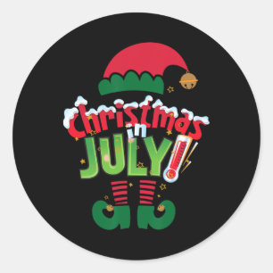 Grappig kerst in juli shirt zomer elf heilige kers ronde sticker