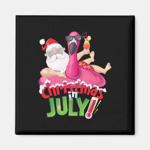 Grappig kerst in juli shirt zomer flamingo vlot magneet