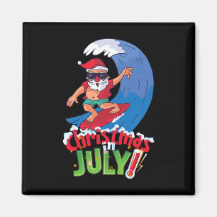 Grappig kerst in juli shirt zomer kerstman surfen magneet