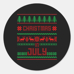 Grappig kerst in juli shirt zomer lelijk trui ronde sticker