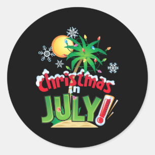 Grappig kerst in juli shirt zomer strand vakantie ronde sticker