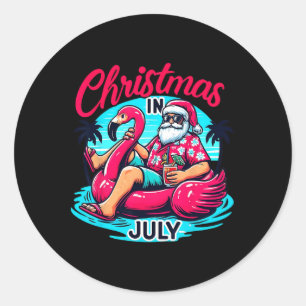 Grappig kerst in juli shirt zomer vakantie cadeau ronde sticker