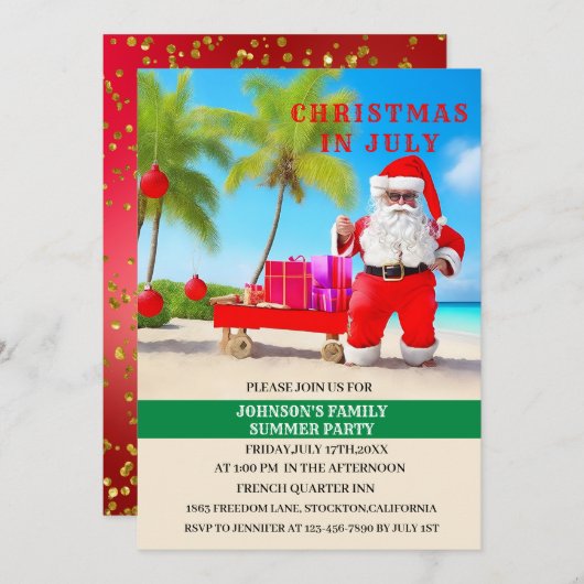 Grappig kerst in juli zomerfeest  kaart (Voorkant / Achterkant)