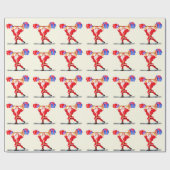 Grappig kerst inpakpapier fitness kerstman (Vlak)