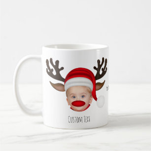 Grappig kerst karakter gezicht persoonlijk foto koffiemok