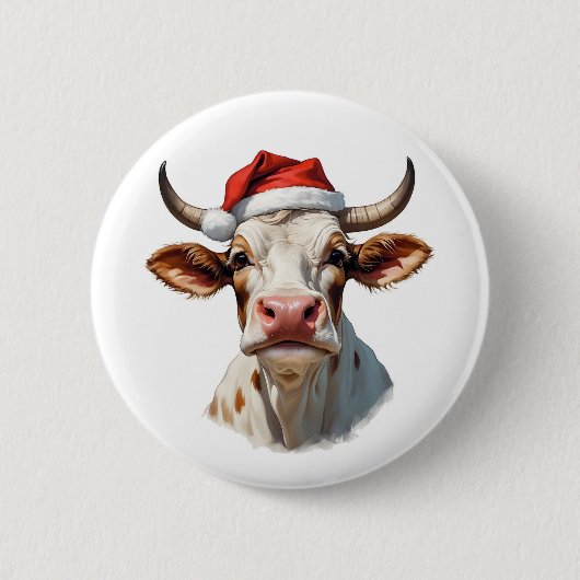 Grappig Kerst koe Ronde Button 5,7 Cm (Voorkant)