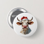 Grappig Kerst koe Ronde Button 5,7 Cm (Voorkant /achterkant)