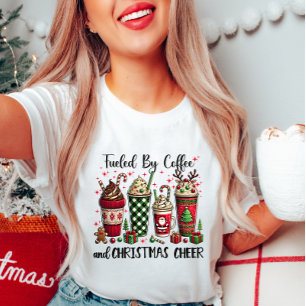 Grappig Kerst Koffie T-Shirt – Aangedreven door Ko