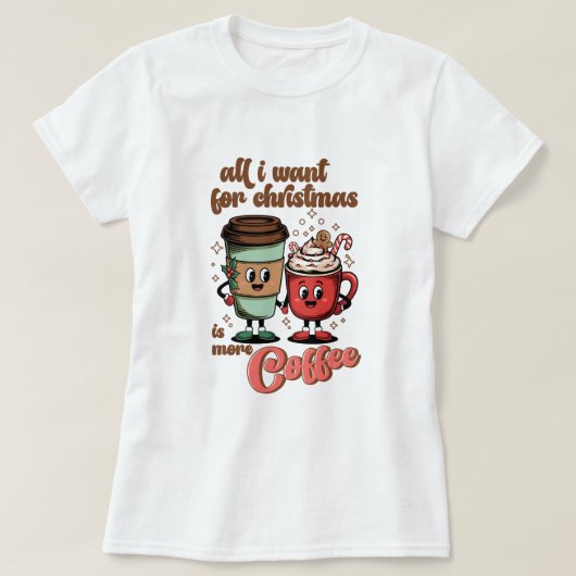 Grappig Kerst Koffie T-shirt voor Vrouwen (Design voorkant)