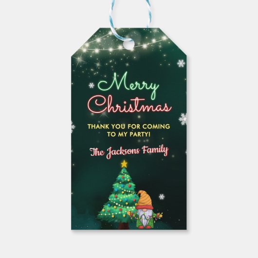 Grappig Kerst Neon Licht Feest Cadeaulabel (Achterkant)