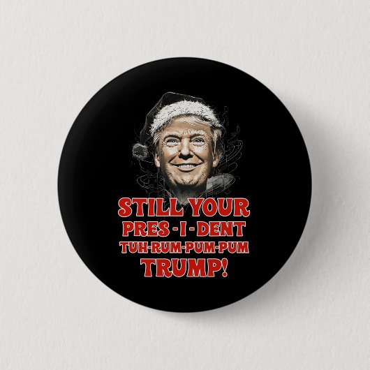 Grappig Kerst President Trump Pyjama Ugly Chris Ronde Button 5,7 Cm (Voorkant)