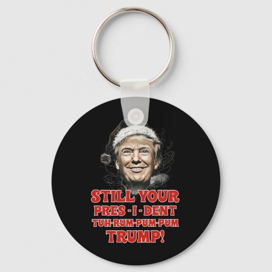 Grappig Kerst President Trump Pyjama Ugly Chris Sleutelhanger (Voorkant)