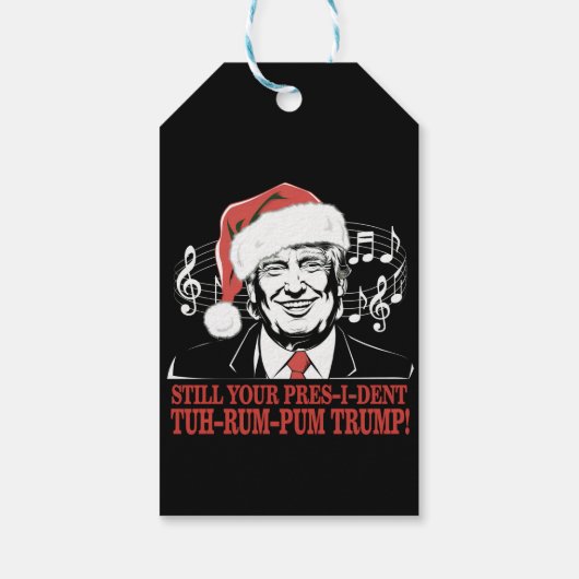 Grappig Kerst President Trump Pyjama's Ugly Xmas Cadeaulabel (Achterkant)