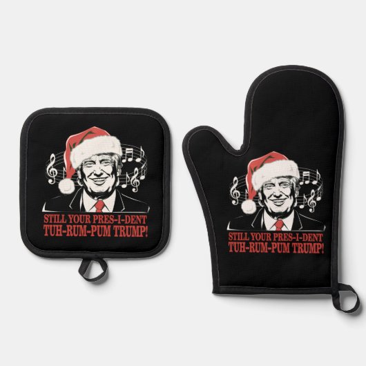 Grappig Kerst President Trump Pyjama's Ugly Xmas Ovenwant & Pannenlap Set (Voorkant)