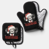 Grappig Kerst President Trump Pyjama's Ugly Xmas Ovenwant & Pannenlap Set (Voorkant / Achterkant)