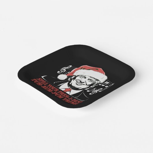 Grappig Kerst President Trump Pyjama's Ugly Xmas Papieren Bordje (Gebogen)