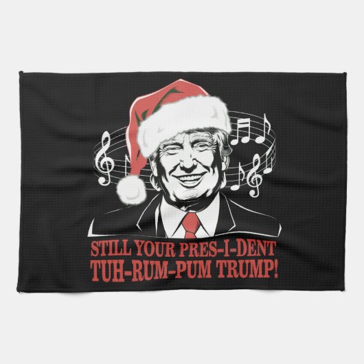 Grappig Kerst President Trump Pyjama's Ugly Xmas Theedoek (Horizontaal)