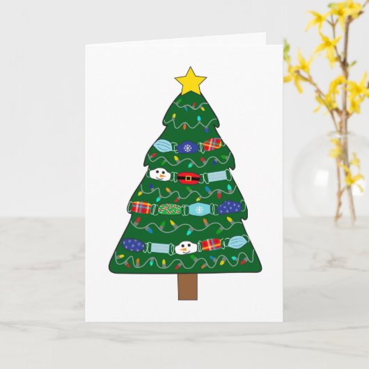 Grappig Kerst Quarantaine Mondmasker Verpleegster Kaart (Gele Bloem)