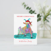 Grappig kerst schreeuwend geit budget feestdagenkaart (Staand voorkant)