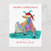 Grappig kerst schreeuwend geit budget feestdagenkaart (Voorkant)