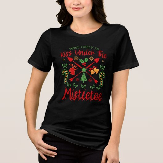 Grappig kerst shirt met maretak (Voorkant)