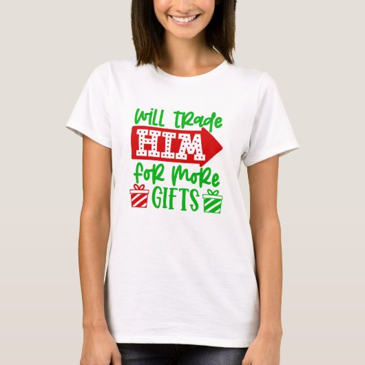 Grappig kerst Shirt voor haar, ruil hem voor gesch (Voorkant)